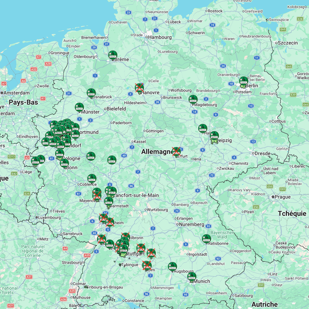 Cartes des zones environnementales en Allemagne.