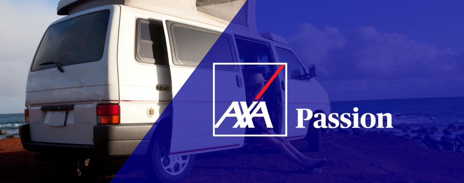 Fourgon aménagé avec le logo Axa Passion