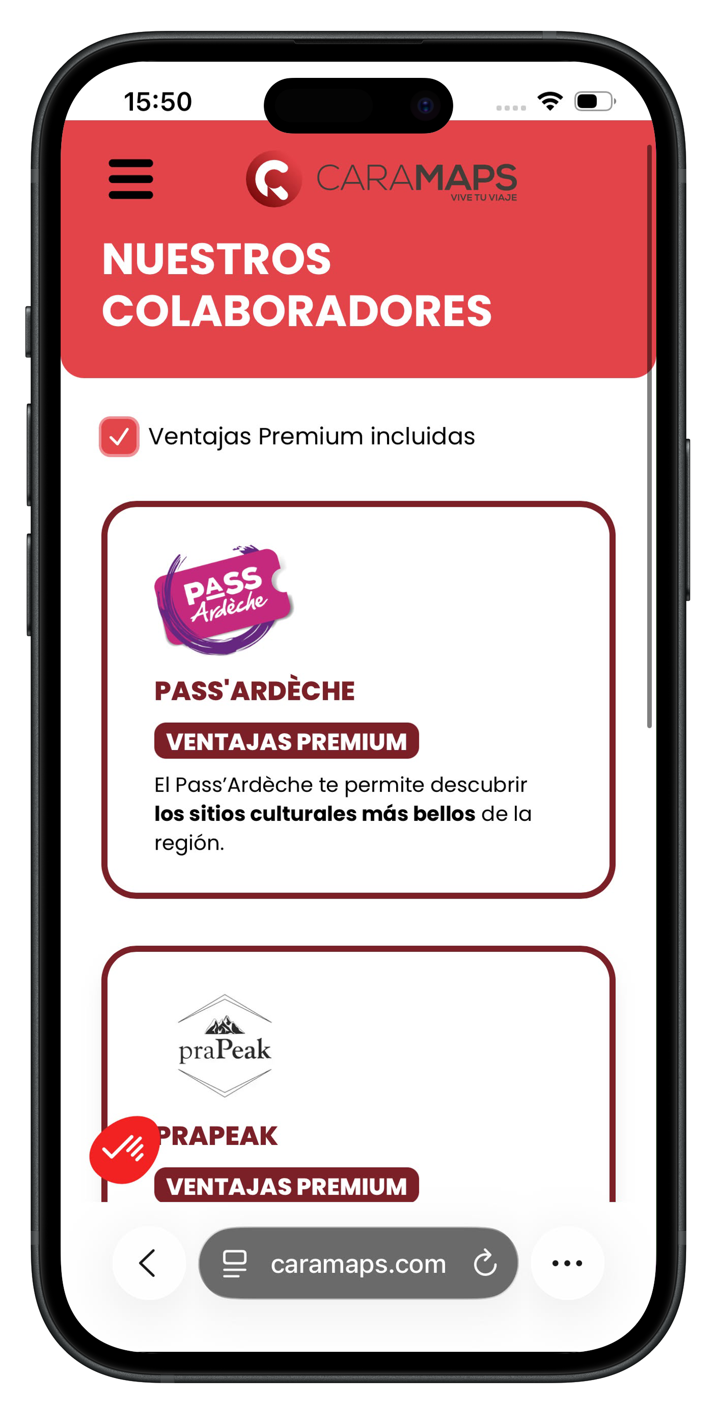 Ventajas de los colaboradores para los miembros CaraMaps Premium