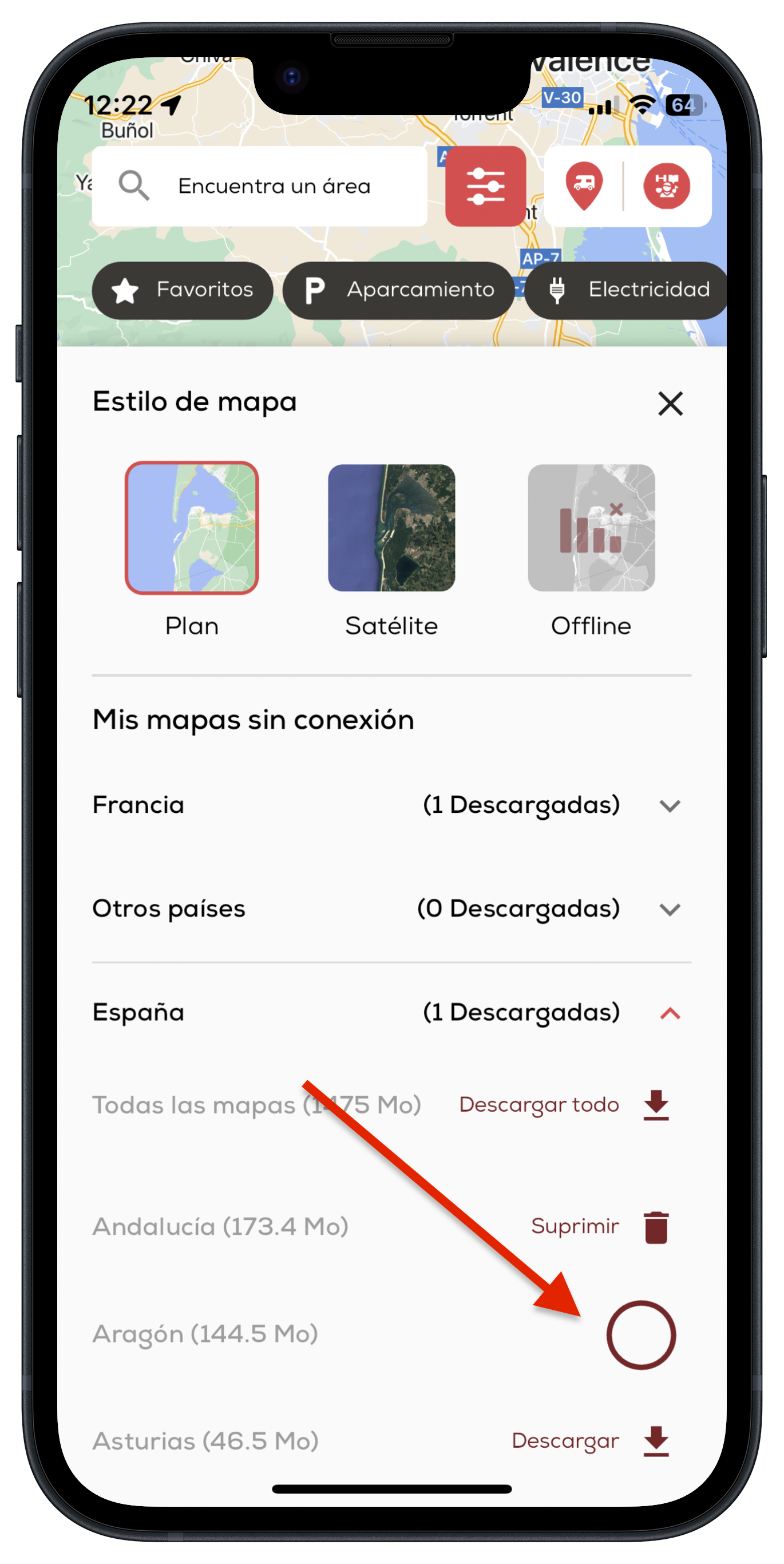 Mapas sin conexión en la app CaraMaps
