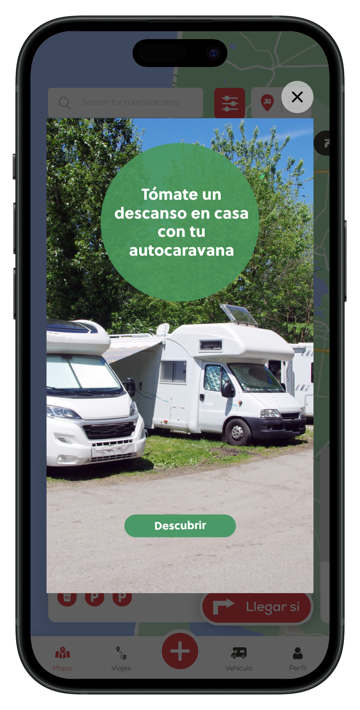 Anuncio a pantalla completa en la versión gratuita de la app CaraMaps