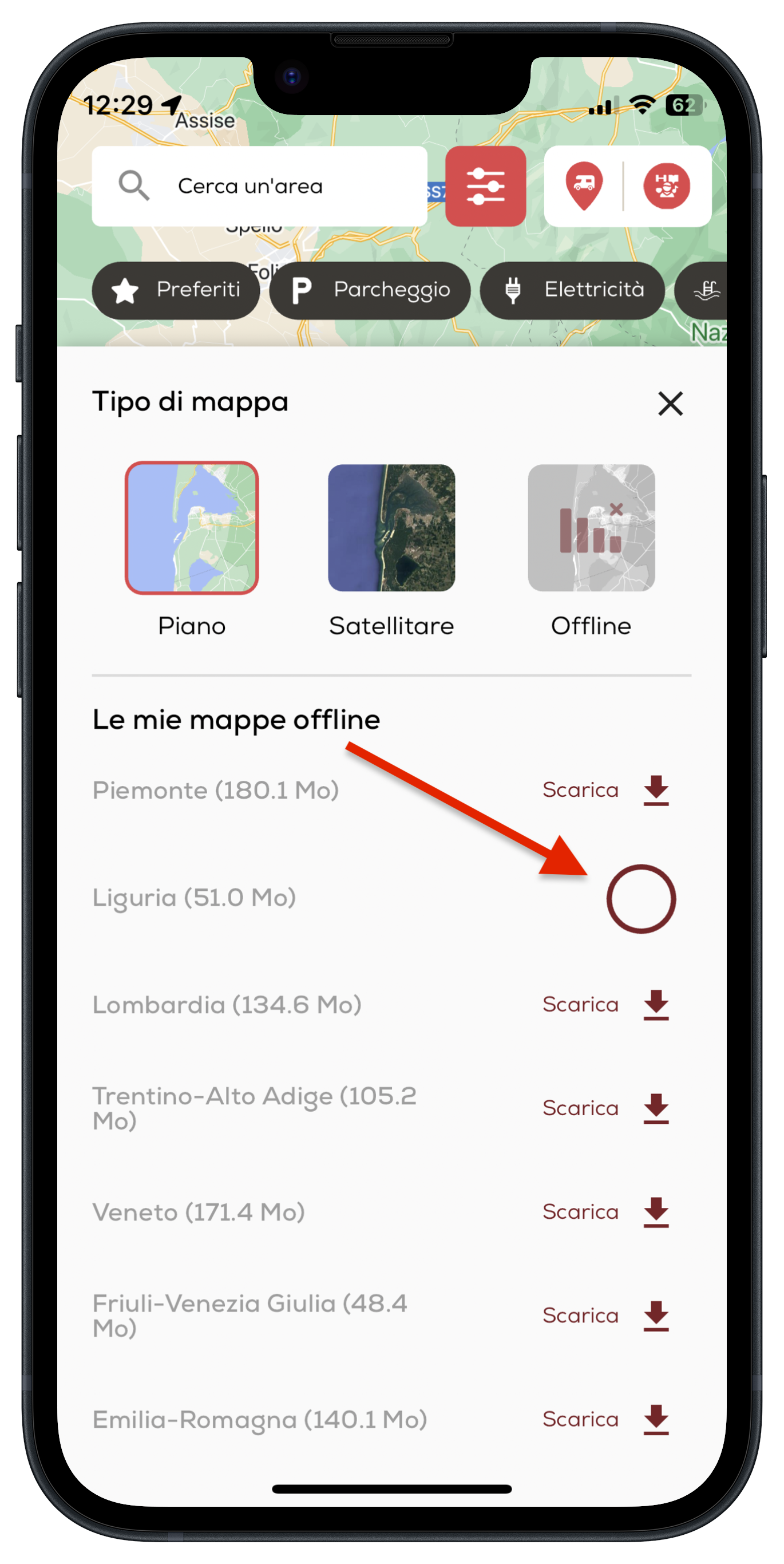 Mappe offline nell'app CaraMaps