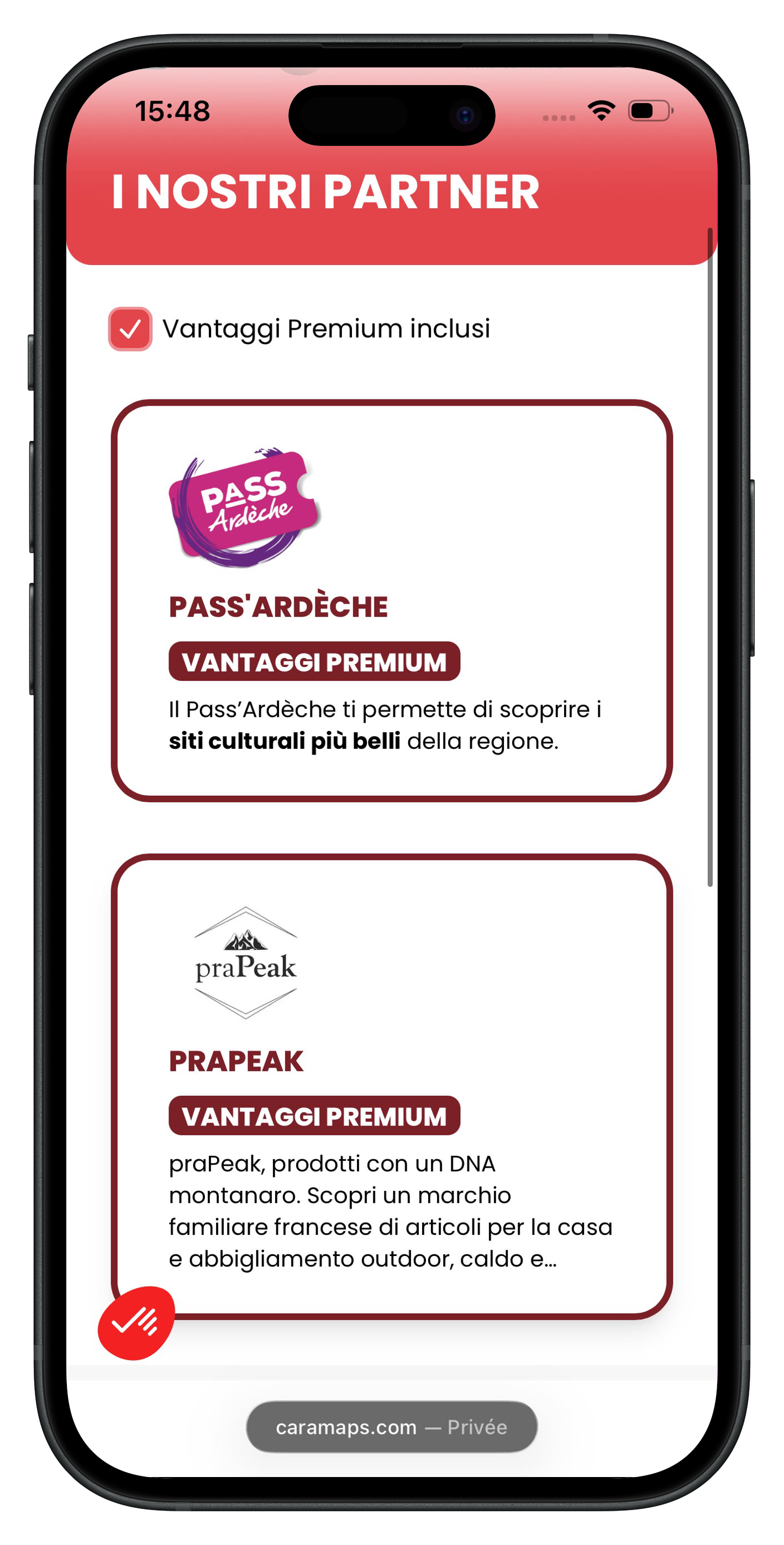 Vantaggi dei partner per i membri CaraMaps Premium